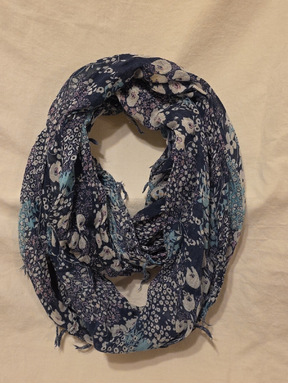 Source Unknown Navy Floral Lightweight Infinity Scarf